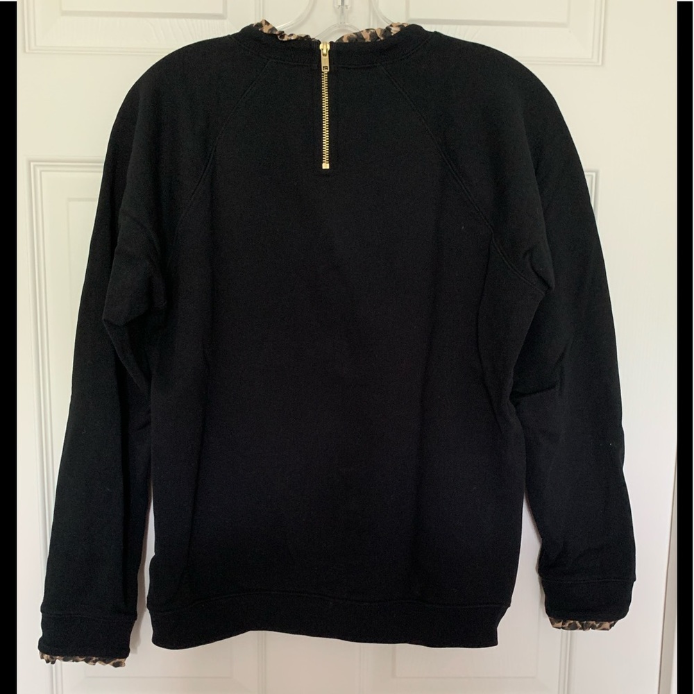 J Crew Leopard Ruffle Neck Pullover Sweatshirt - Picture 4 of 7